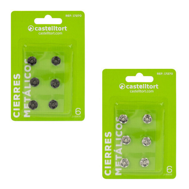 Botones a presión de 1 cm de metal - Castelltort - 6 pares por 1,50 €