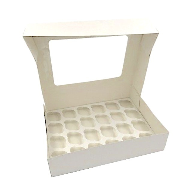Foto detallada de caja para 24 mini cupcakes blanca de 33 x 25 x 7,5 cm - Sweetkolor - 5 unidades
