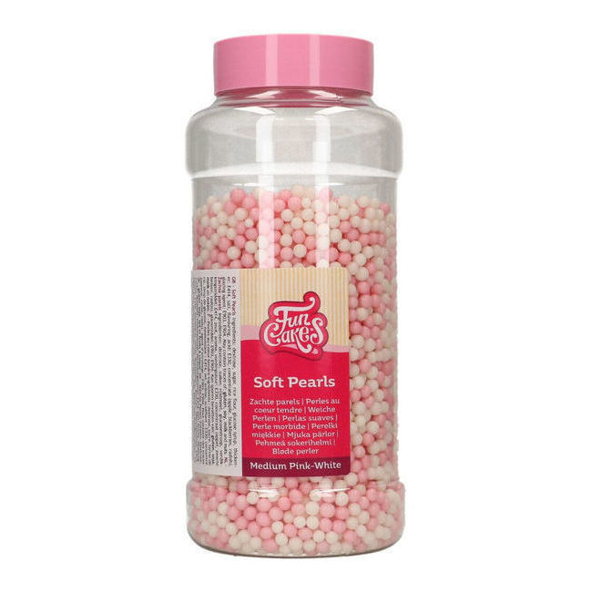Vista principal del sprinkles de perlas blandas rosa y blanco - 500 g