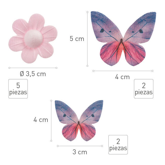 Mariposas comestibles para decoración de pasteles y cupcakes (28 unidades)