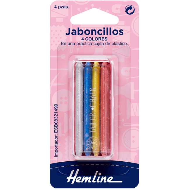 Vista frontal del jaboncillos de sastre de colores en estuche - Hemline - 4 unidades en stock