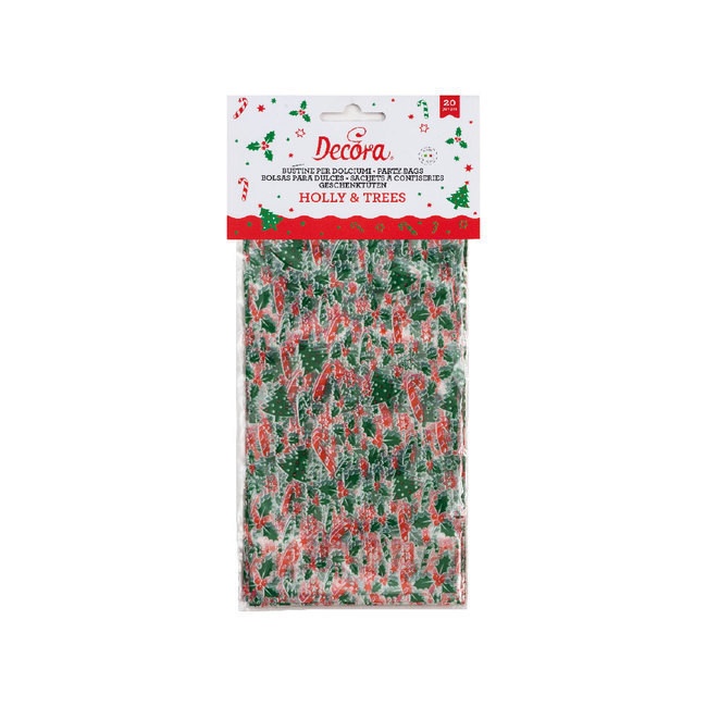 Foto detallada de bolsas para dulces transparentes con motivos navideños de 24 x 12,5 cm - Decora - 20 unidades