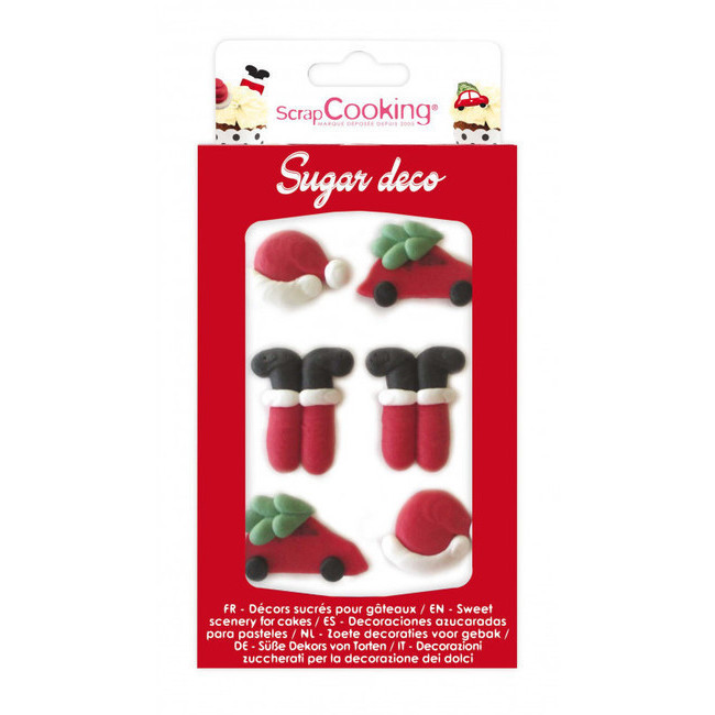 Vista frontal del figuras de azúcar de Papá Noel divertidas - Scrapcooking - 6 unidades en stock