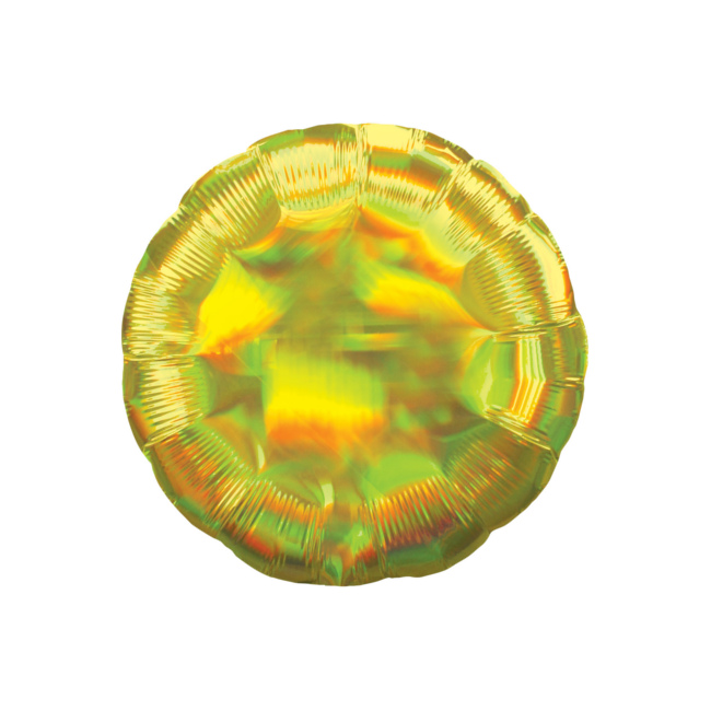 Vista frontal del globo iridiscente redondo de 45 cm - Anagram - 1 unidad en color amarillo, arcoiris, azul, fucsia, multicolor, plateado y verde