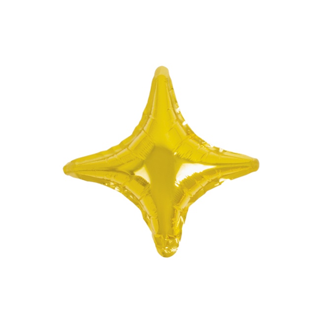 Vista delantera del globo de estrella de 4 puntas metalizado de 25 cm - Amber en color dorado y plateado