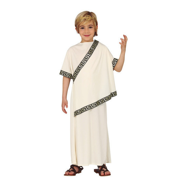 Vista delantera del disfraz de alto senador romano en tallas 5 a 12 años
