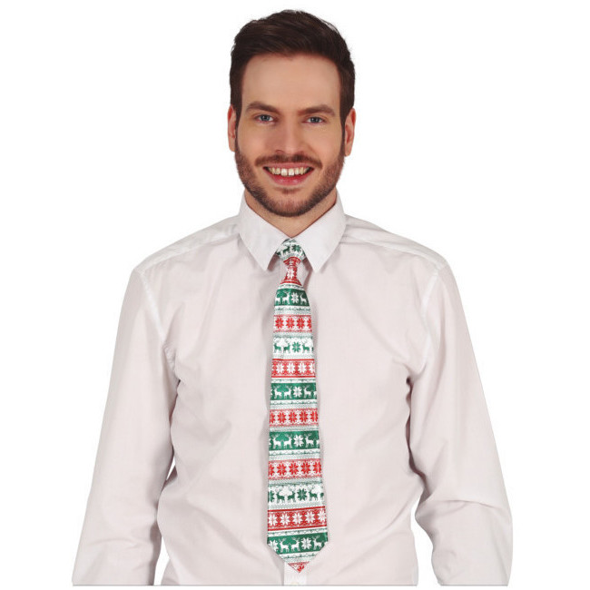 Vista delantera del corbata navideña en stock