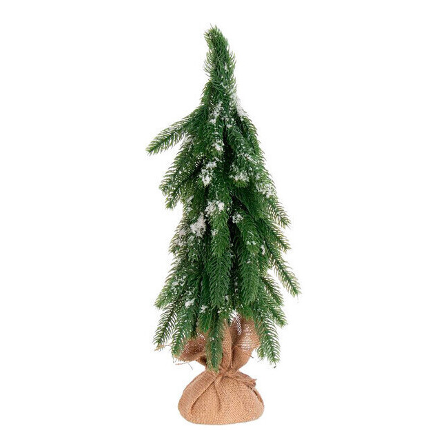 Árbol de Navidad efecto nevado con saco de yute de 48 cm por 29,25