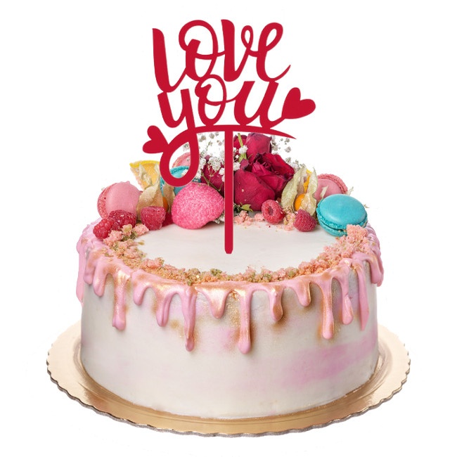 Foto detallada de topper para tarta acrílico LOVE YOU - Dekora