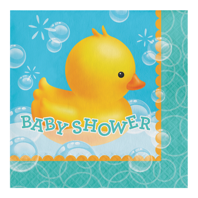 Vista delantera del servilletas de Patito Baby Shower de 16,5 x 16,5 cm - 16 unidades en stock
