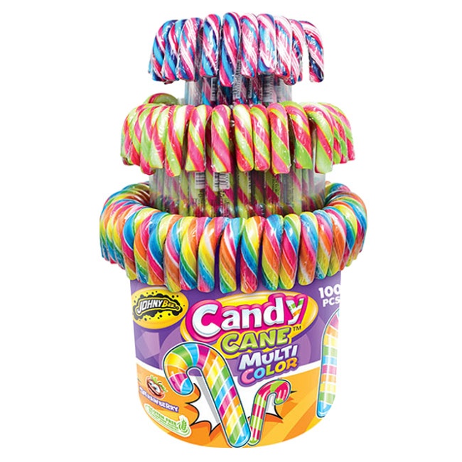 Vista principal del bastón de caramelo multicolor - 100 unidades