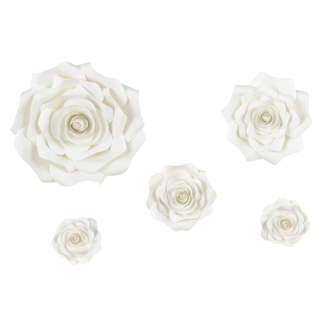 Vista principal del flores decorativas de papel blancas - 5 unidades en stock