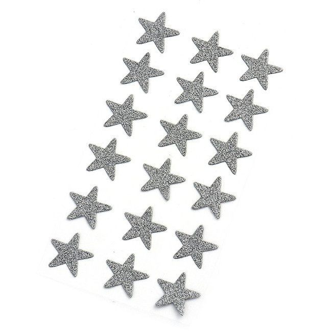 Pegatinas de formas de estrellas con purpurina plateada de 2,6 cm - 18  piezas por 0,85 €