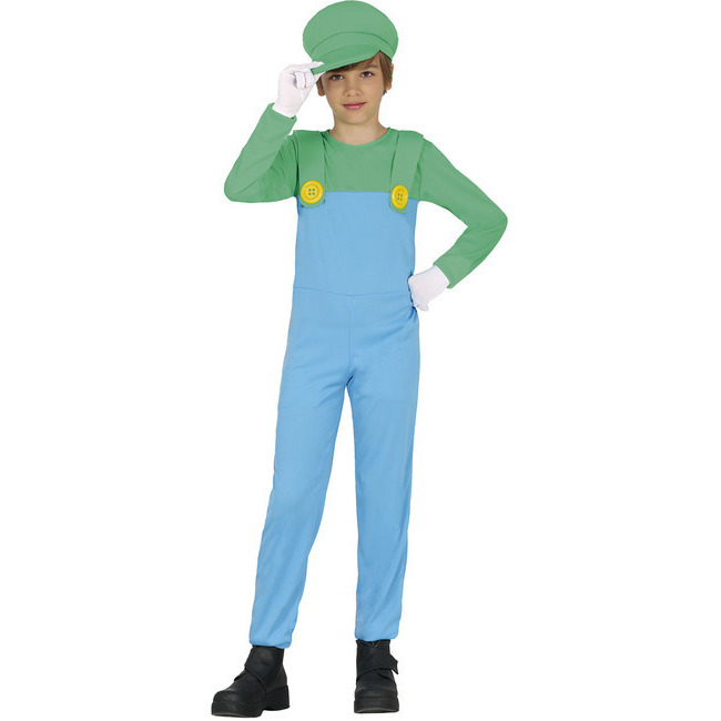 Disfraz de mono de fontanero verde para niño por 12,00 €