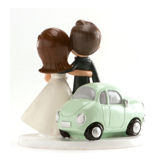 Foto detallada de figura para tarta de boda de novios con coche de 12 cm - Dekora