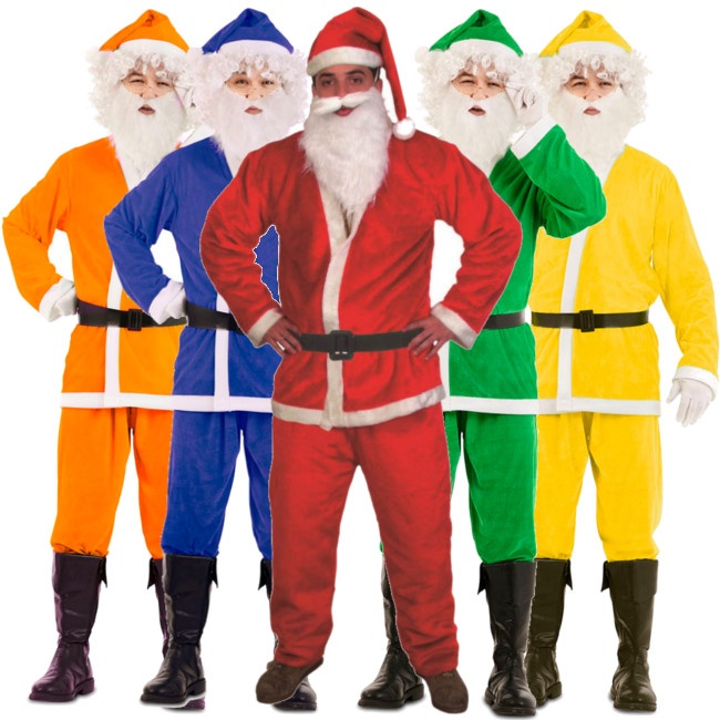 Vista frontal del disfraz de Papá Noel de colores en stock