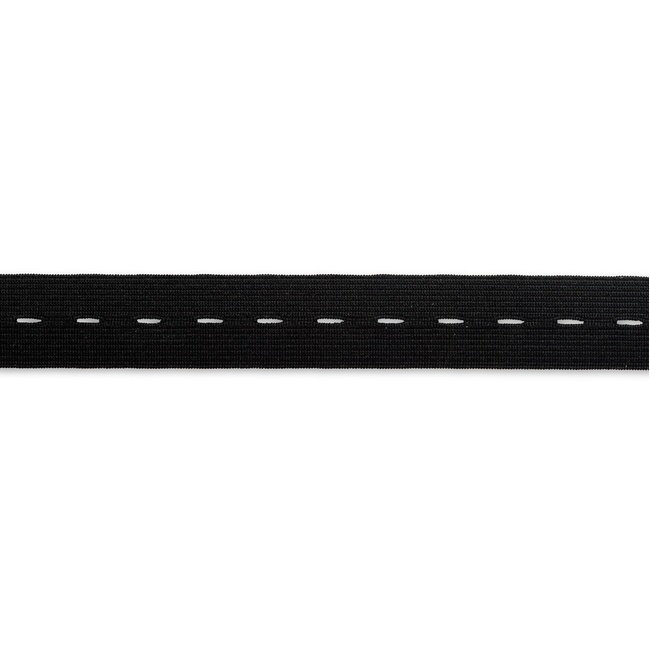 Foto detallada de cinta elástica de 2,5 cm con ojales negro - Prym - 10 m