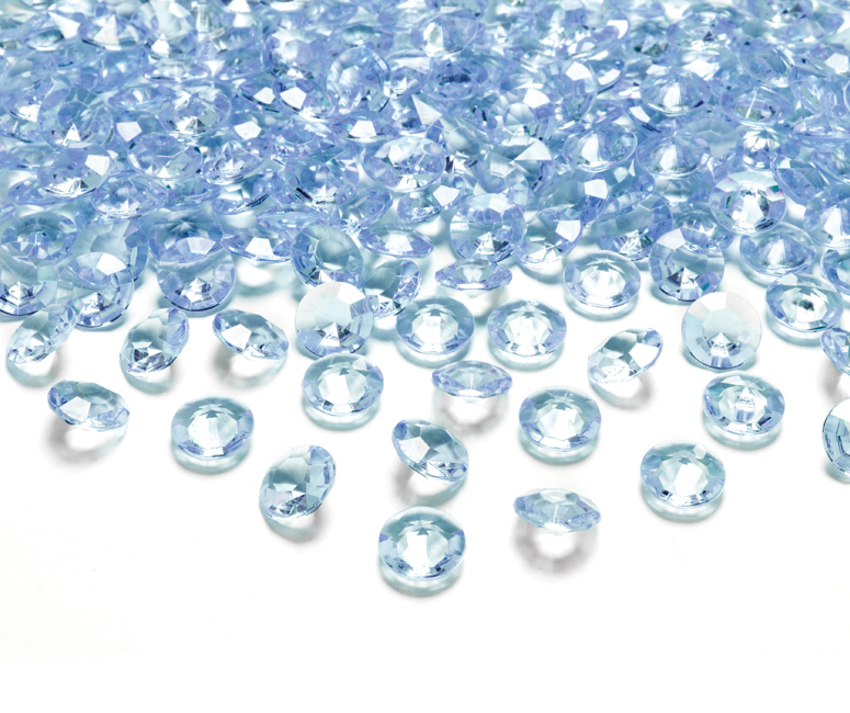 Vista principal del piedras de diamante de 1,2 cm - 100 unidades en color azul, azul claro, azul eléctrico, azul marino, dorado, gris, lila, rojo, rosa, rosa claro, transparente, verde y violeta