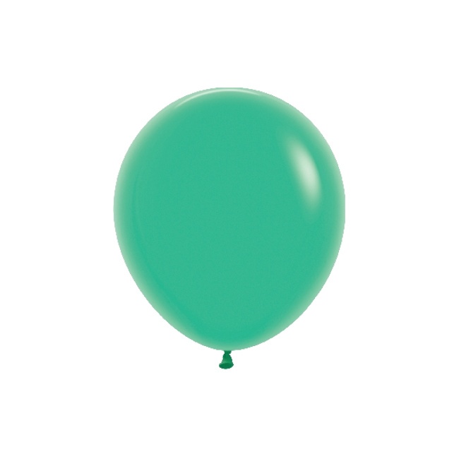 Vista delantera del globos de látex sólido de 45 cm - Sempertex - 6 unidades en color amarillo, azul, azul rey, curuba, fucsia, naranja, negro, rojo, rosado, transparente, verde y verde lima