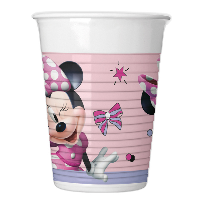 Vista frontal del vasos de Minnie y Daisy rosa de 200 ml - 8 unidades en stock