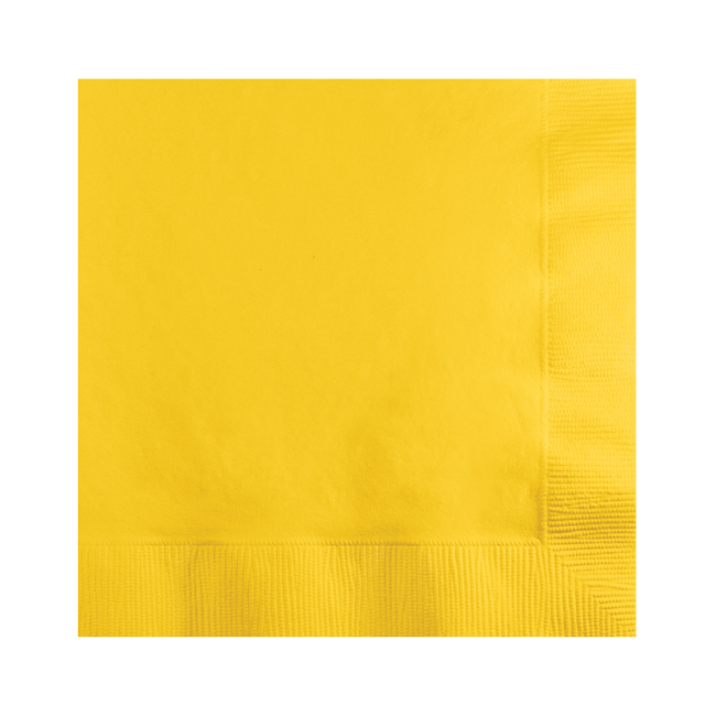 Vista frontal del servilletas de 12,5 x 12,5 cm - Creative Converting - 20 unidades en color amarillo, azul bebé, azul marino, blanco, dorado, lila, naranja, negro, plateado, rojo, rosa, rosa bebé, verde, verde menta y verde oscuro