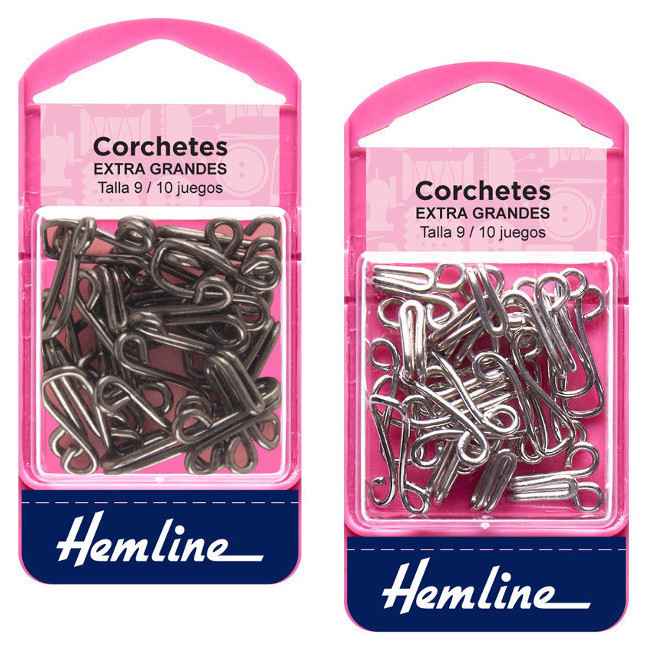 Corchetes de 1,9 cm extra largos y hembras - Hemline - 10 pares por 3,50 €