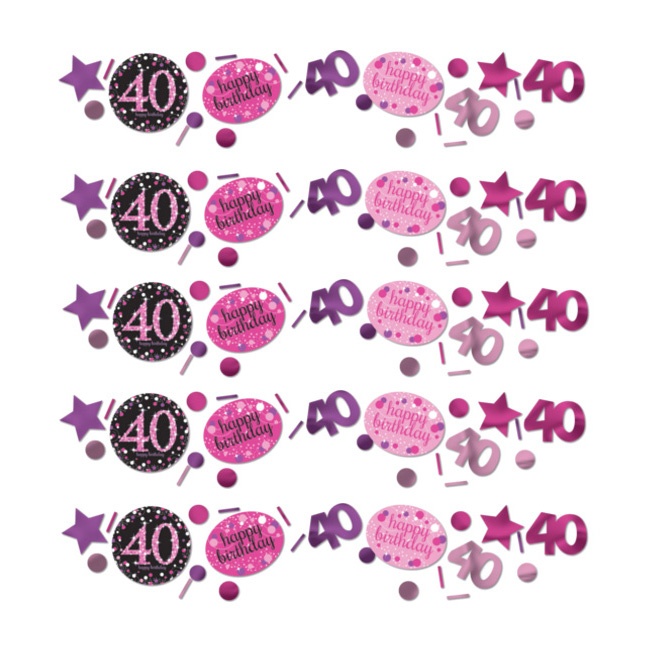 Vista frontal del confetti de Pink Birthday en stock