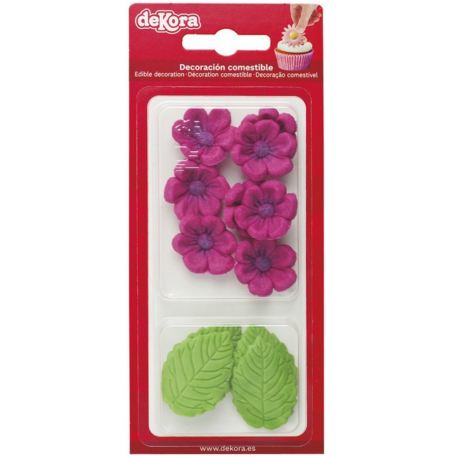 Figuras de azúcar de flores y hojas - Dekora - 13 unidades