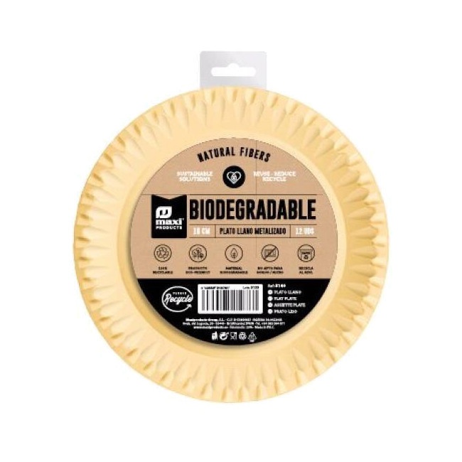 Platos de 18 cm de cartón metalizados - 12 unidades