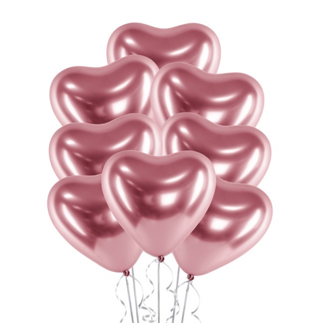 Globos de látex de 30 cm cromados de corazón - PartyDeco - 50 unidades