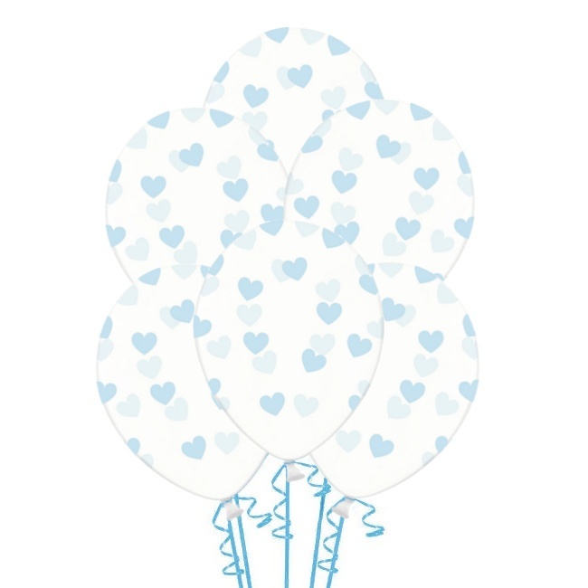 Globos de látex transparentes con corazones de 30 cm - PartyDeco - 50 unidades