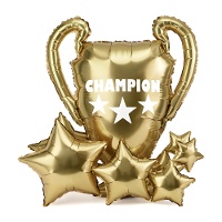 Globo de trofeo campeón y estrellas de pie de 83 x 87 cm