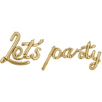 Globo letras Lets Party dorado de 2,30 x 0,80 m - PartyDeco