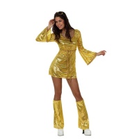 Disfraz de estilo disco dorado para mujer
