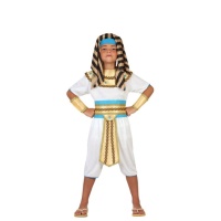 Disfraz de faraón egipcio dorado y azul para niño