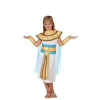 Disfraz de faraón egipcio dorado y azul para niña