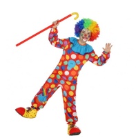 Disfraz de payaso con topos multicolor para niño