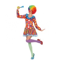 Disfraz de payaso con topos multicolor para mujer