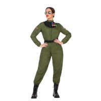 Disfraz de piloto de caza condecorado para mujer