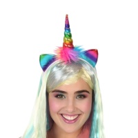 Diadema de unicornio multicolor