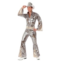 Disfraz estilo disco plateado para hombre