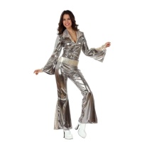 Disfraz estilo disco plateado para mujer