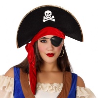 Sombrero pirata con cinta roja