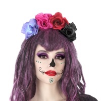 Diadema de rosas de colores catrina