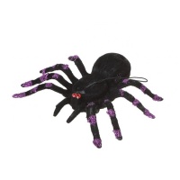 Set de 2 arañas negras con purpurina lila - 8 x 12 cm