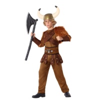 Disfraz de vikingo nórdico marrón para niño