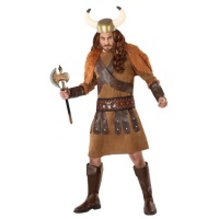 Disfraz de vikingo nórdico marrón para hombre