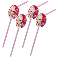 Pajitas de Barbie rosa - 8 unidades