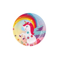 Plato de unicornio fantasía de 18 cm - 6 unidades