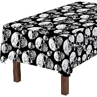 Mantel de calaveras negro de 1,37 x 2,74 m